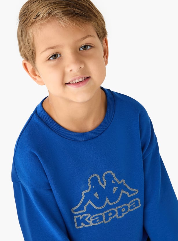 Kappa Logo Print Sweatshirt with Long Sleeves