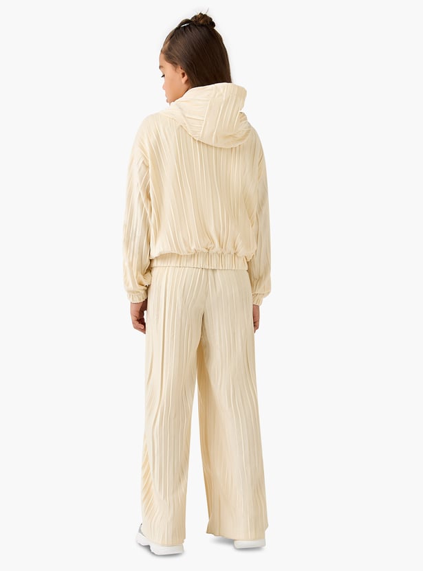 Juniors Textured Zip Through Hooded Jacket and Pants Set