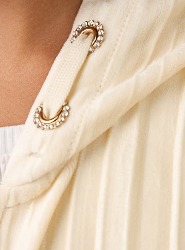 Juniors Textured Zip Through Hooded Jacket and Pants Set