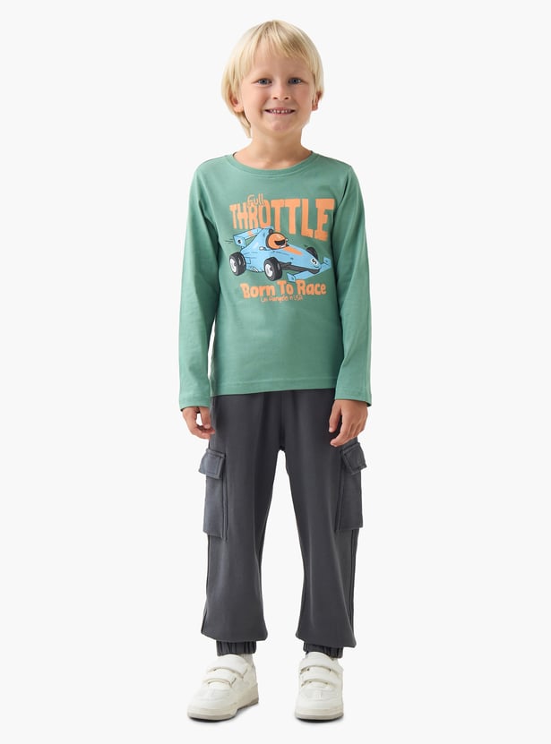 Juniors Solid Joggers with Pockets and Drawstring Closure