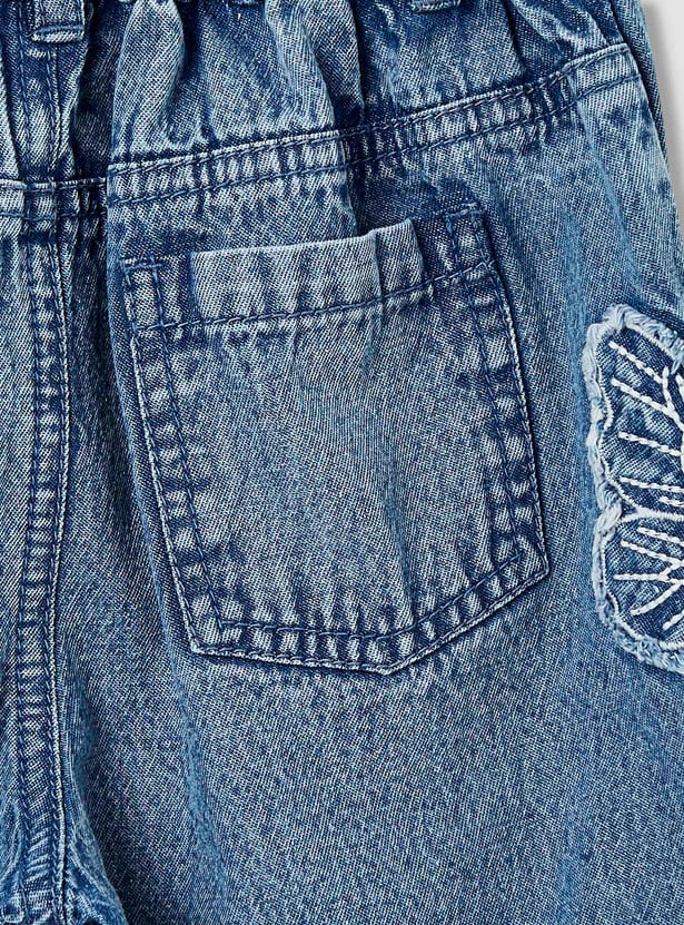 Juniors Girls' Butterfly Applique Straight Fit Jeans