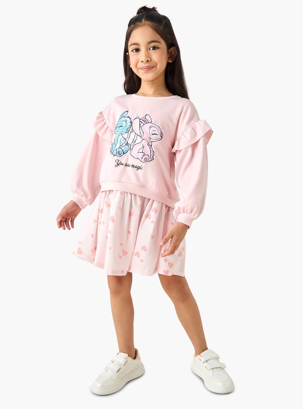 Juniors Stitch and Angel Applique A-line Dress