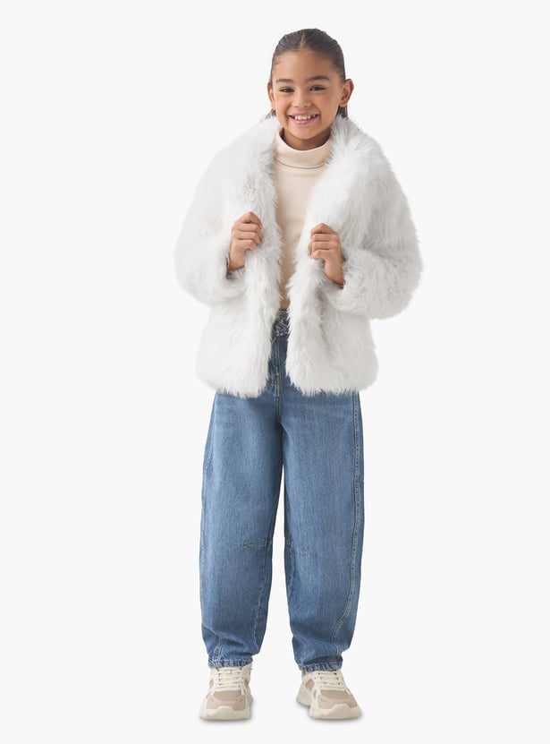 Juniors Faux Fur Jacket with Long Sleeves