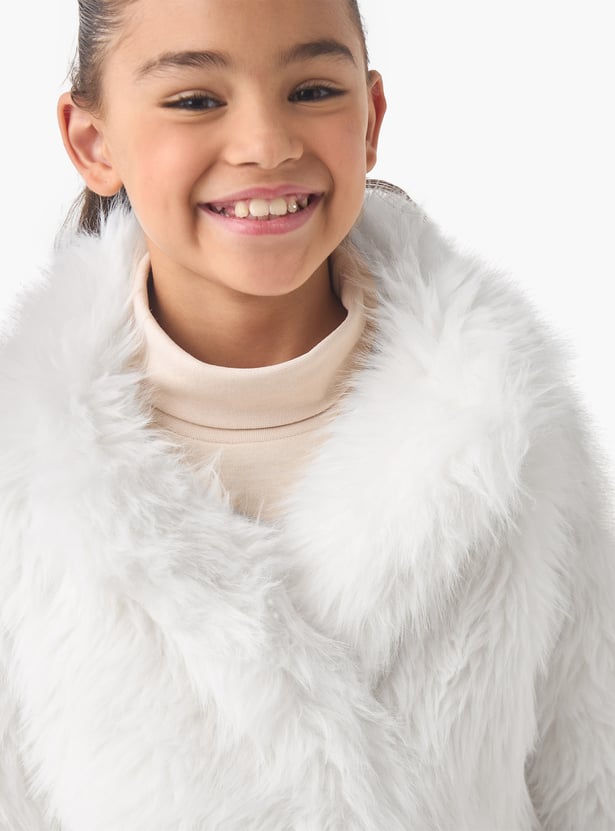 Juniors Faux Fur Jacket with Long Sleeves