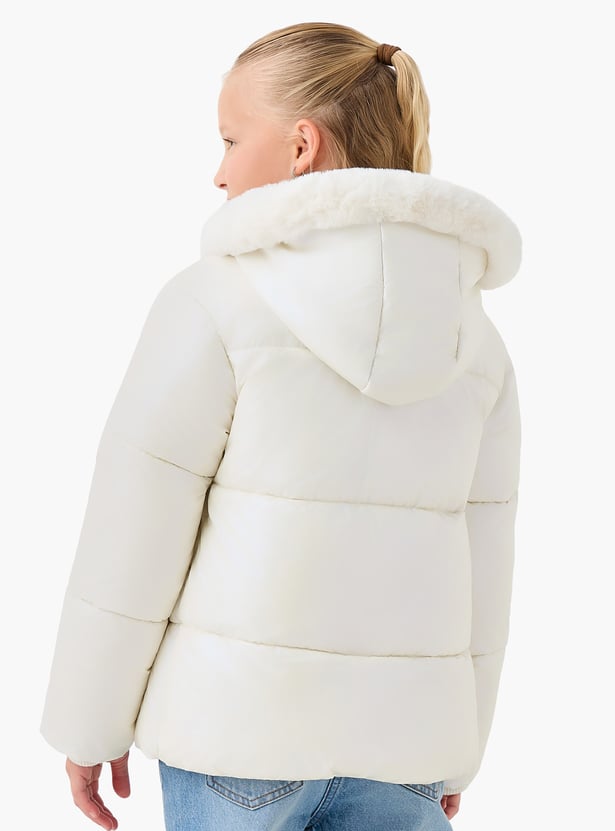 Juniors Minnie Mouse Applique Hooded Jacket