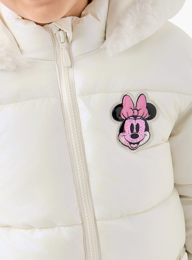 Juniors Minnie Mouse Applique Hooded Jacket