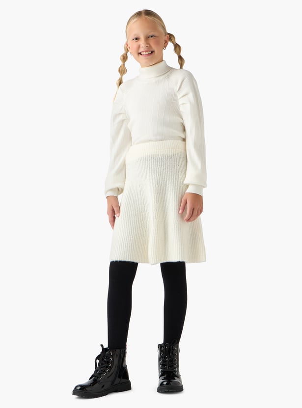 Juniors Ribbed Turtleneck Sweater with Long Sleeves