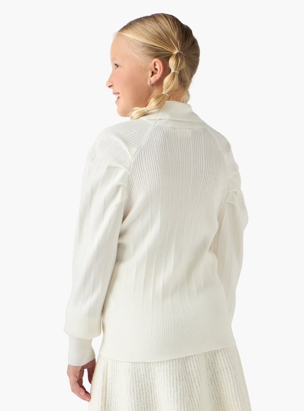 Juniors Ribbed Turtleneck Sweater with Long Sleeves