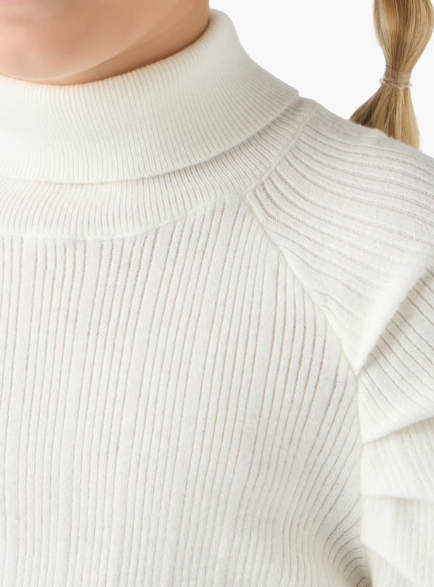 Juniors Ribbed Turtleneck Sweater with Long Sleeves