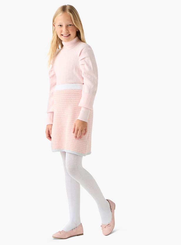 Juniors Textured Turtleneck Pullover with Long Sleeves