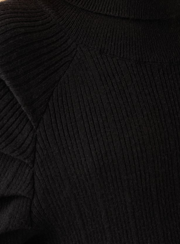 Juniors Ribbed Turtleneck Sweater with Long Sleeves