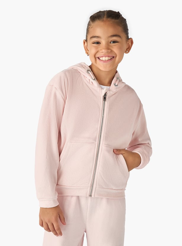 Juniors Ribbed Hooded Sweatshirt and Pants Set