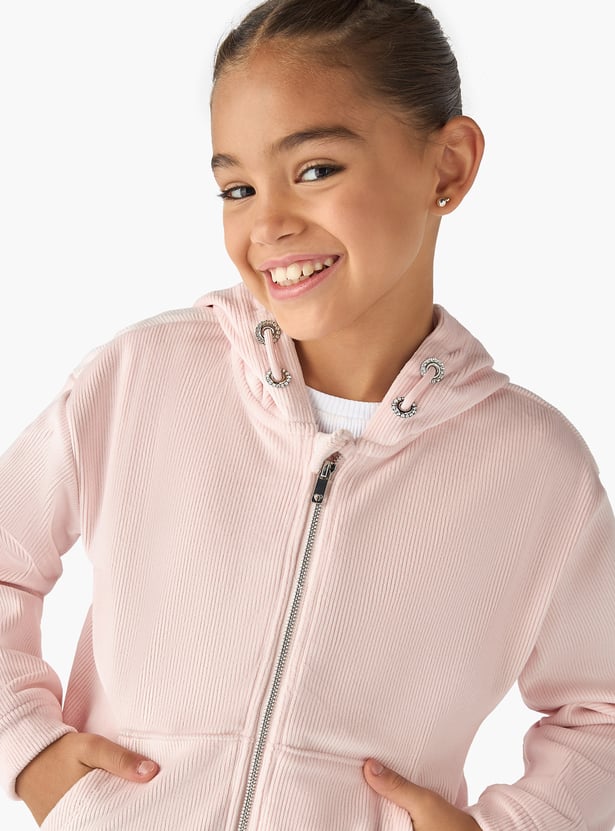 Juniors Ribbed Hooded Sweatshirt and Pants Set
