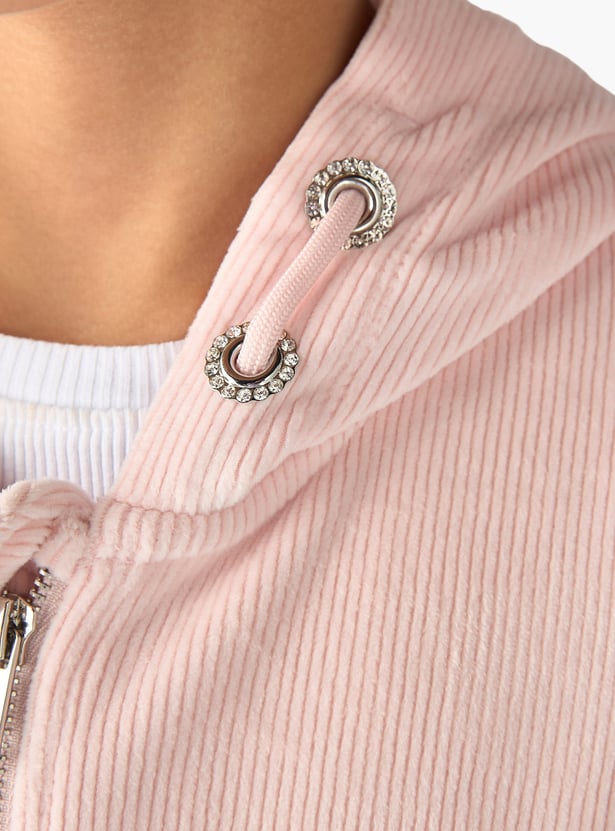 Juniors Ribbed Hooded Sweatshirt and Pants Set