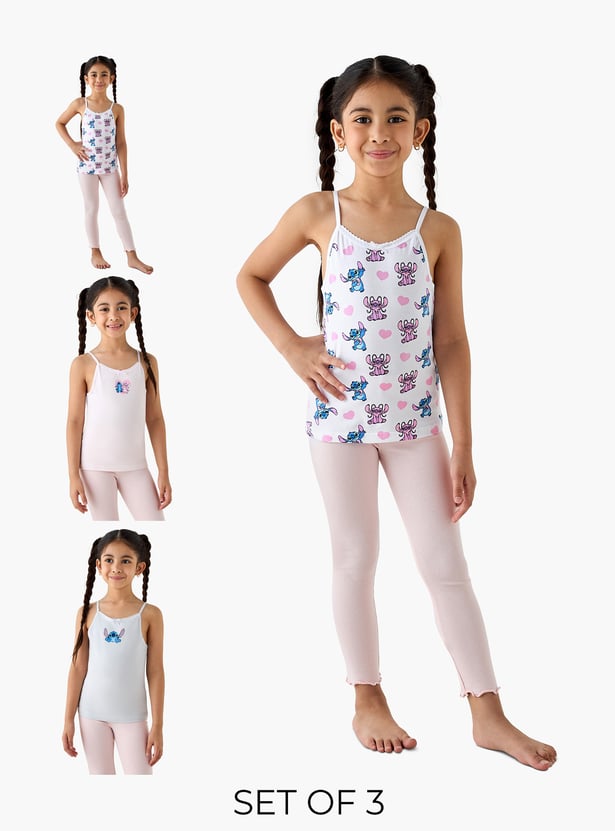 Juniors Stitch Print Camisole with Bow Accent - Set of 3