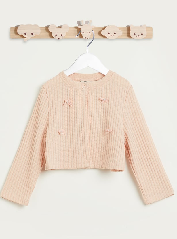 Juniors Floral Applique Dress with Cardigan