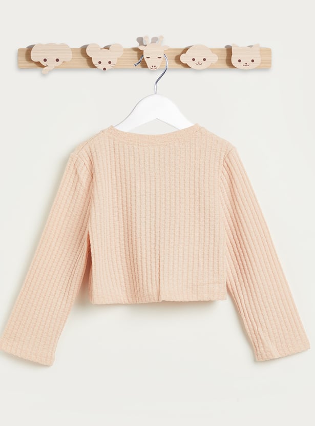 Juniors Floral Applique Dress with Cardigan
