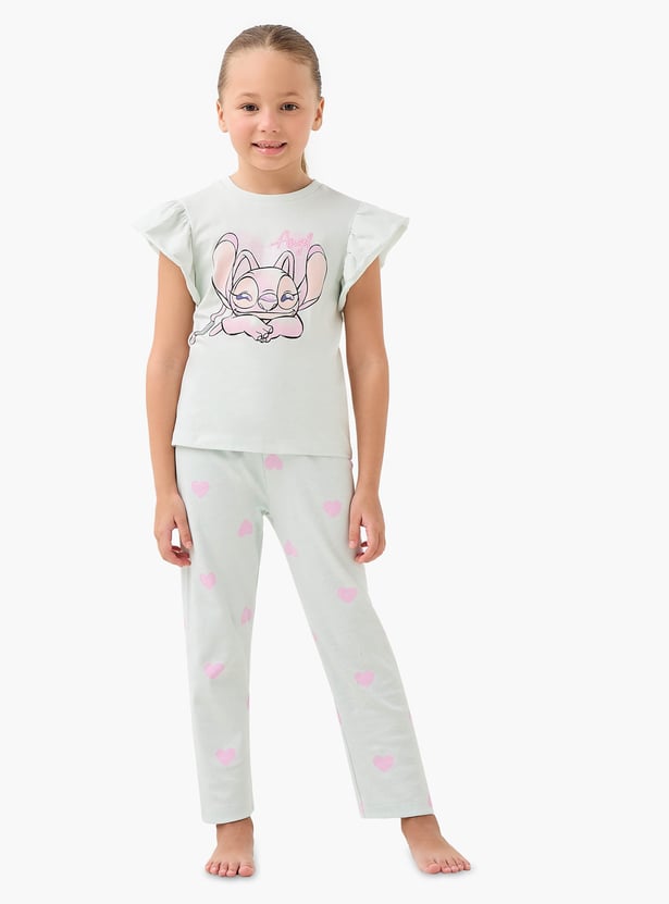 Stitch Print Top and Pyjama Set