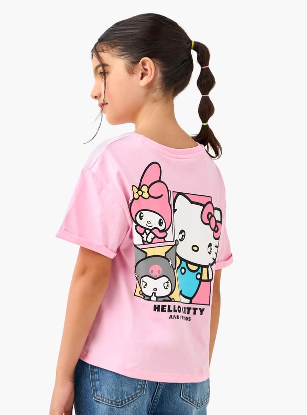 Sanrio Hello Kitty and Friends Print T-shirt with Short Sleeves
