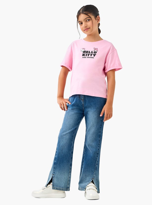 Sanrio Hello Kitty and Friends Print T-shirt with Short Sleeves