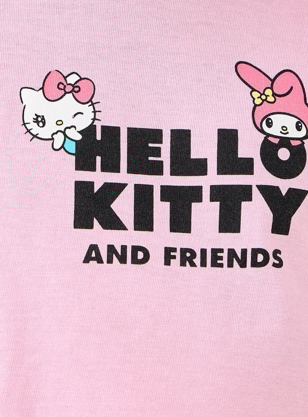 Sanrio Hello Kitty and Friends Print T-shirt with Short Sleeves