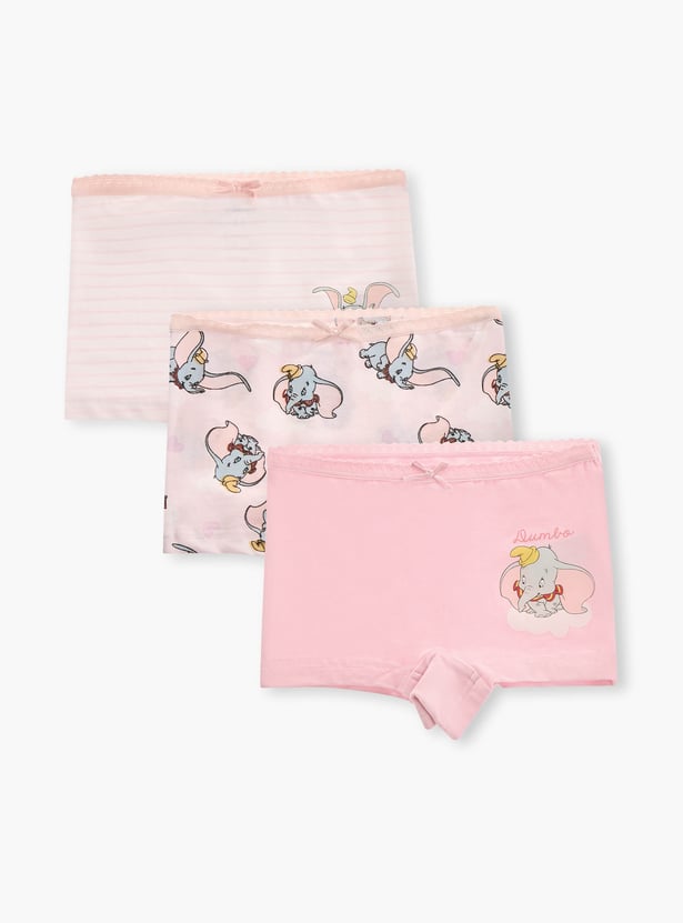 Juniors Dumbo Print Boyshorts with Bow Detail - Set of 3