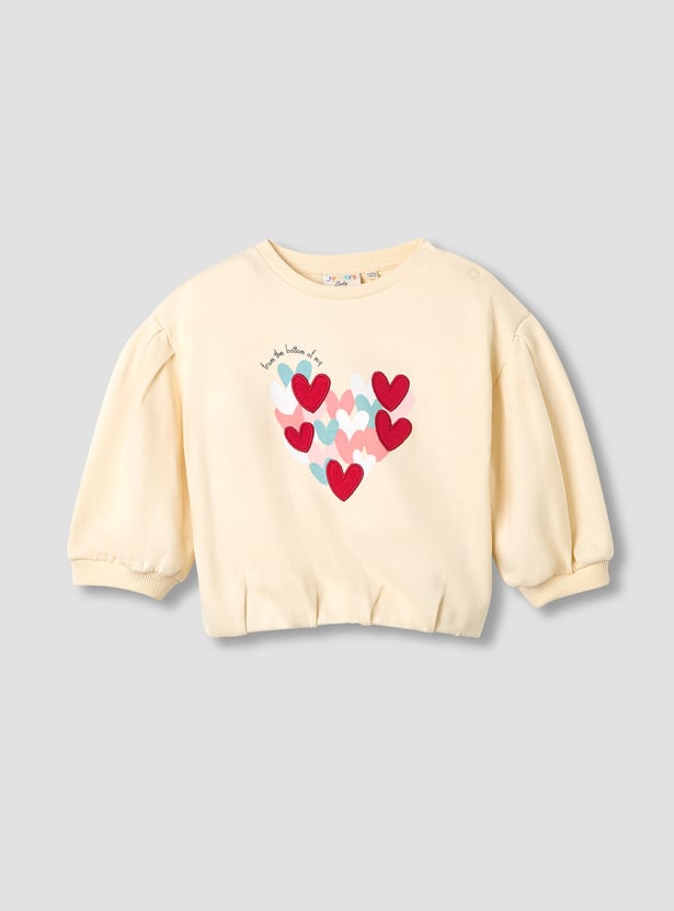 Juniors Heart Print Pullover