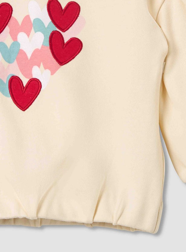 Juniors Heart Print Pullover