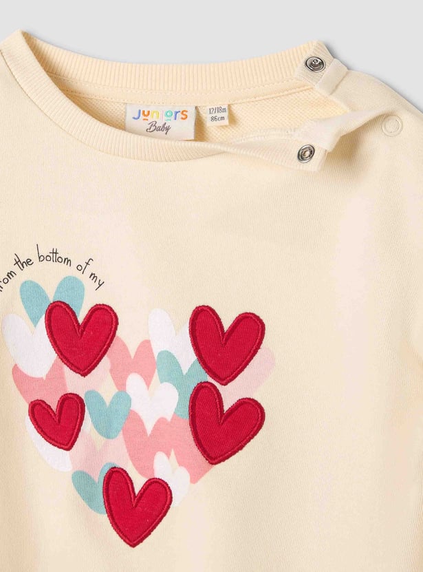 Juniors Heart Print Pullover