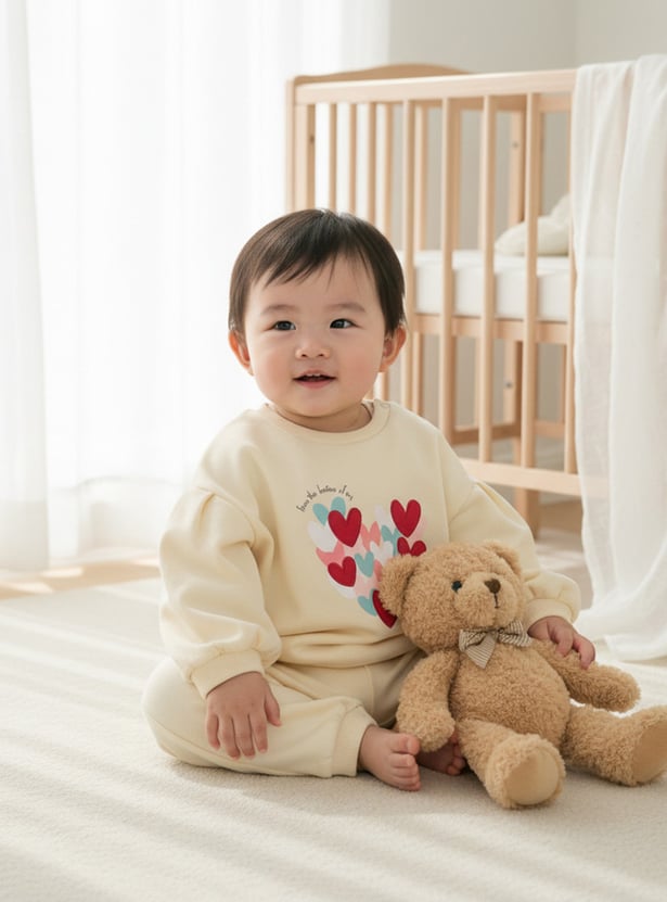 Juniors Heart Print Pullover