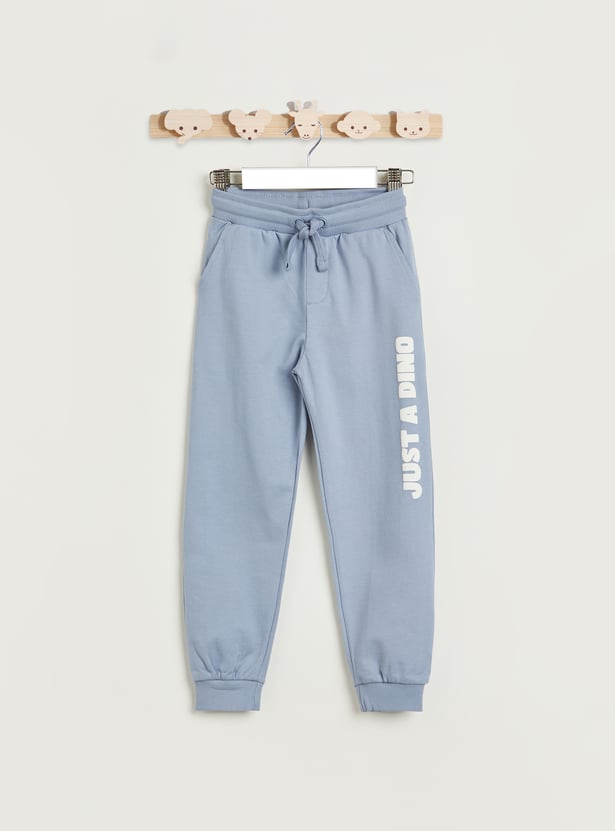 Juniors Slogan Print Joggers with Elasticated Waistband and Pockets