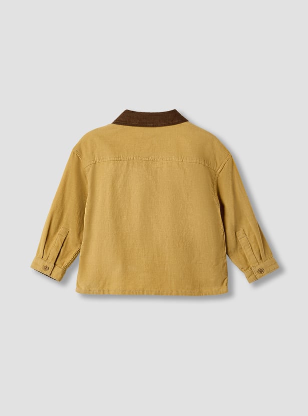 Giggles Textured Collared Shirt with Long Sleeves