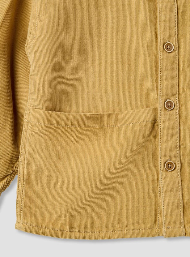 Giggles Textured Collared Shirt with Long Sleeves