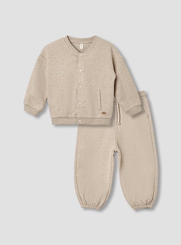 Giggles Textured Button Through Jacket and Jogger Set