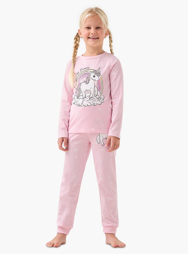 Juniors Unicorn Print T-shirt and Pyjama Set