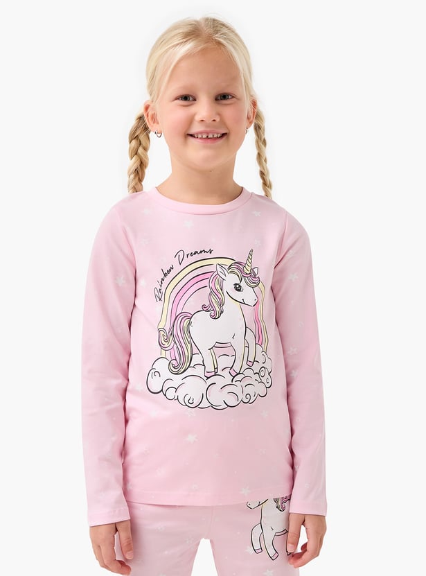 Juniors Unicorn Print T-shirt and Pyjama Set