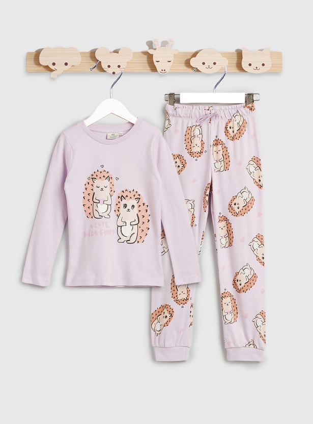 Juniors Hedgehog Print T-shirt and Pyjama Set