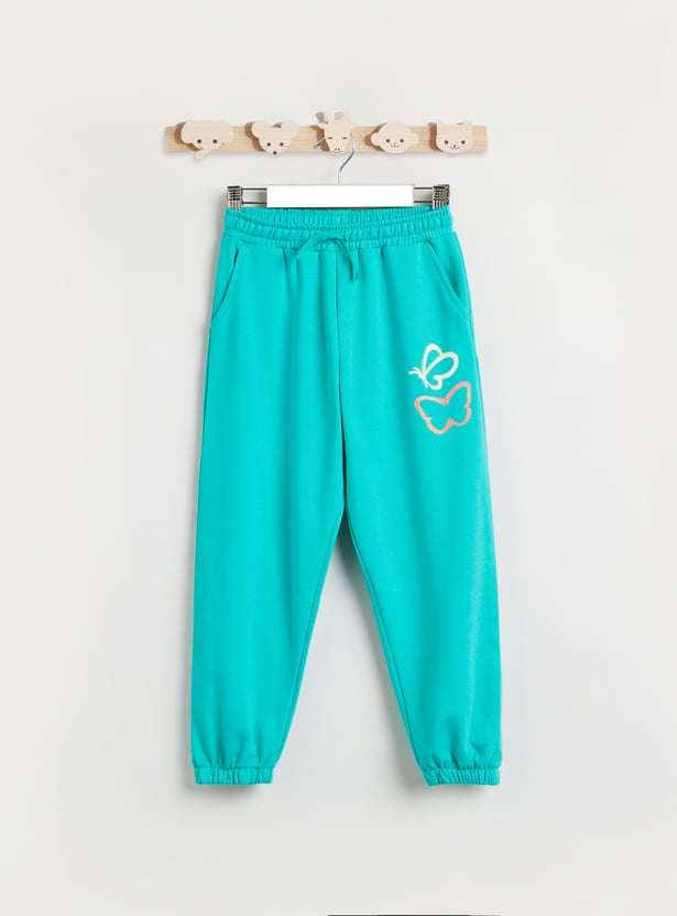 Juniors Butterfly Print Joggers with Pockets