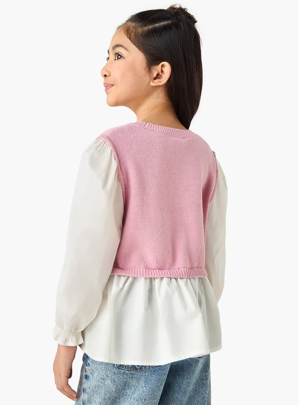 Juniors Bow Accent Peplum Top