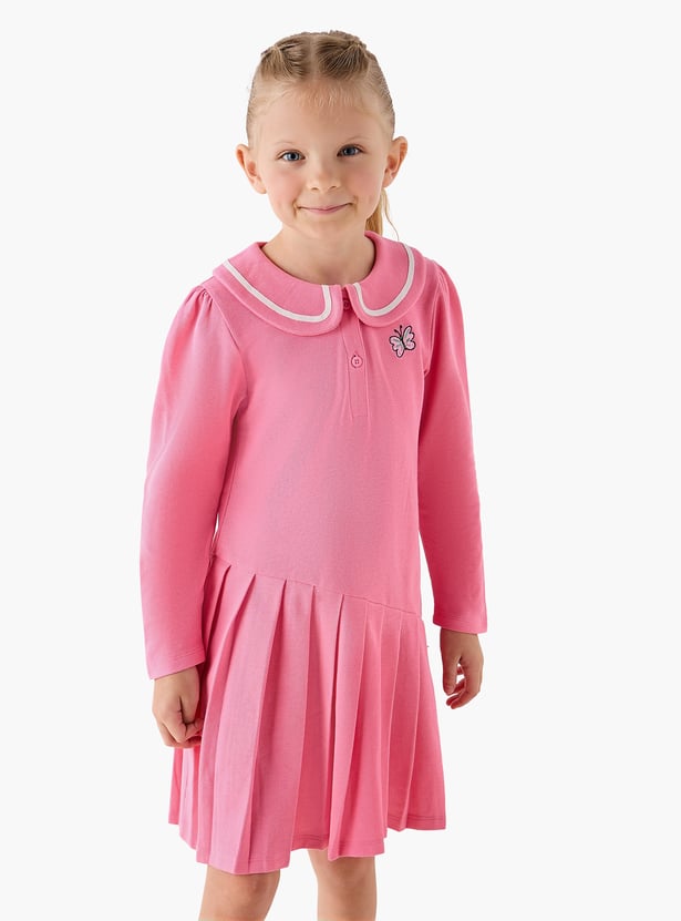 Juniors Knit Peter Pan Collar Drop Waist Dress
