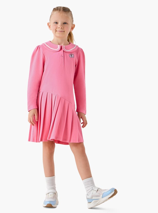 Juniors Knit Peter Pan Collar Drop Waist Dress