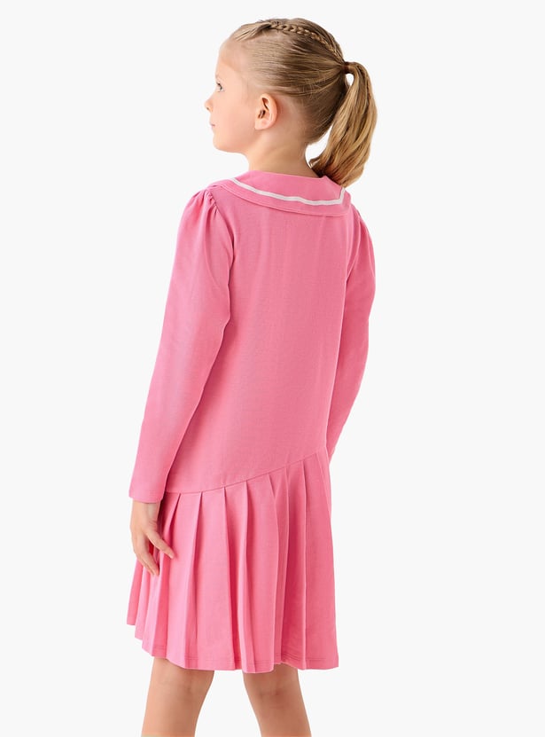 Juniors Knit Peter Pan Collar Drop Waist Dress