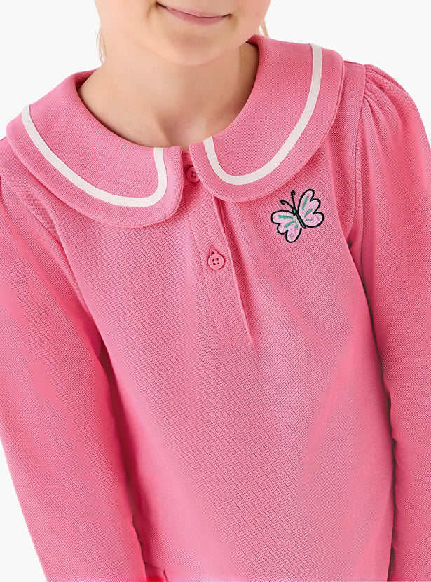 Juniors Knit Peter Pan Collar Drop Waist Dress
