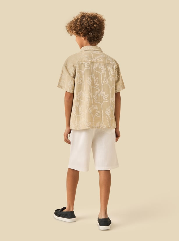 Juniors Floral Embroidered Shirt and Shorts Set