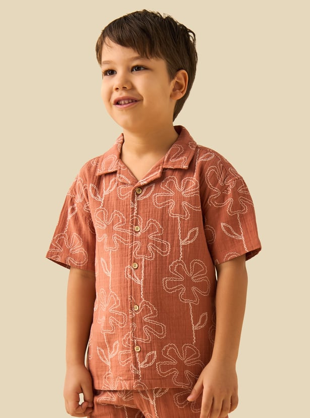 Floral Print Shirt and Shorts Set