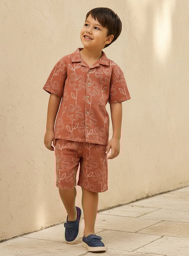 Floral Print Shirt and Shorts Set