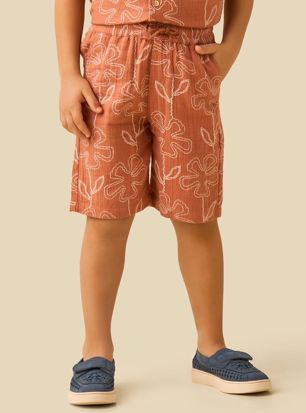 Floral Print Shirt and Shorts Set