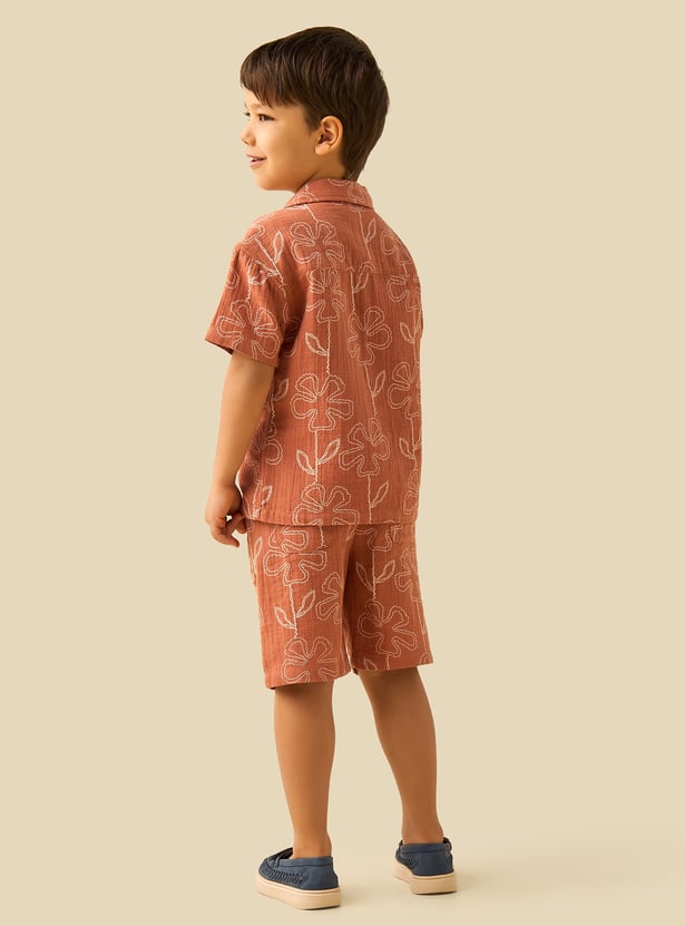 Floral Print Shirt and Shorts Set