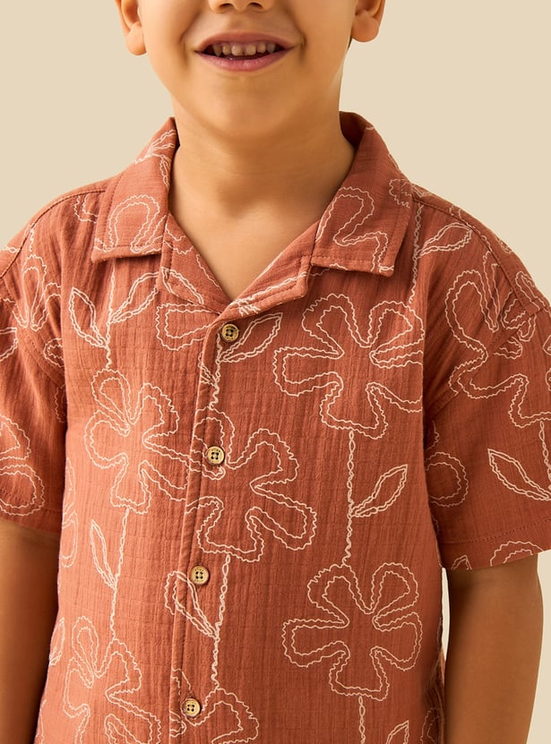 Floral Print Shirt and Shorts Set