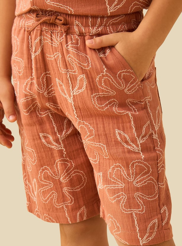 Floral Print Shirt and Shorts Set